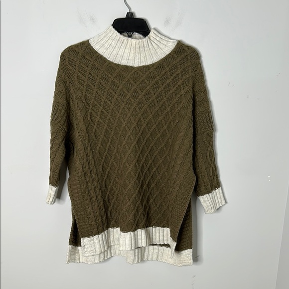 Mersea The Lisbon Traveler Mock Neck Sweater in Olive/Seasalt - Picture 2 of 6